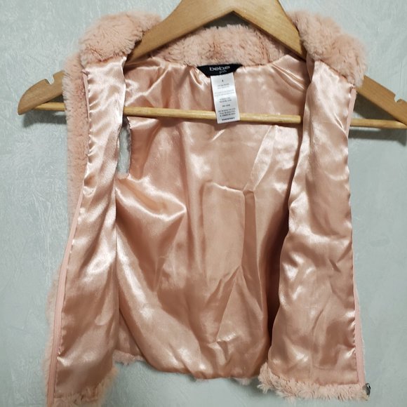 Bebe Girls Pink Faux Fur Ruffle Zip Up Vest - Picture 6 of 10